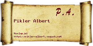 Pikler Albert névjegykártya